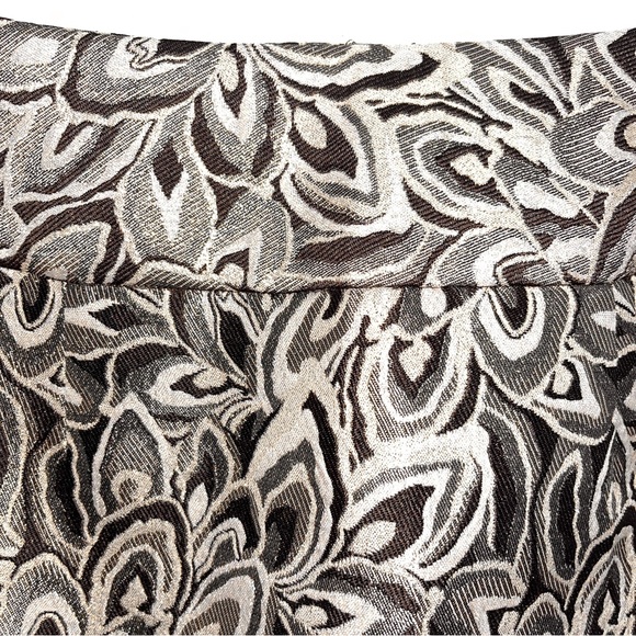 Ann Taylor LOFT skirt, brown/cream/gold metallic print, zipper on side, lined - Picture 5 of 9